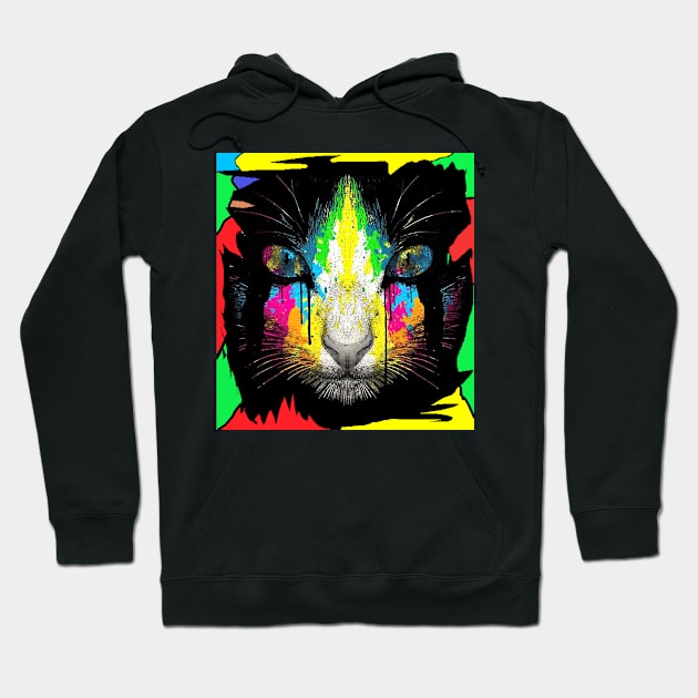 Painted Neon Cat Hoodie by MOUKI